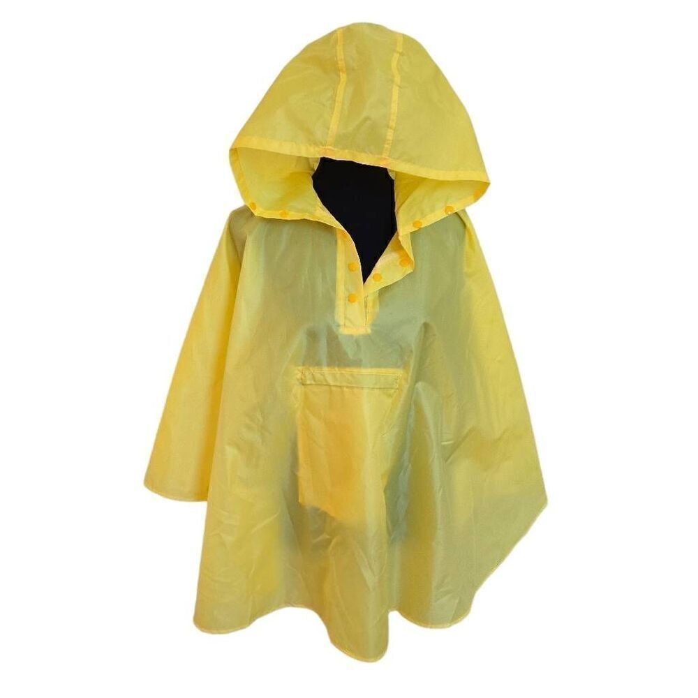 SaphiRose Lightweight Yellow Rain Poncho Jacket Waterproof Outerwear Raincoat Ki